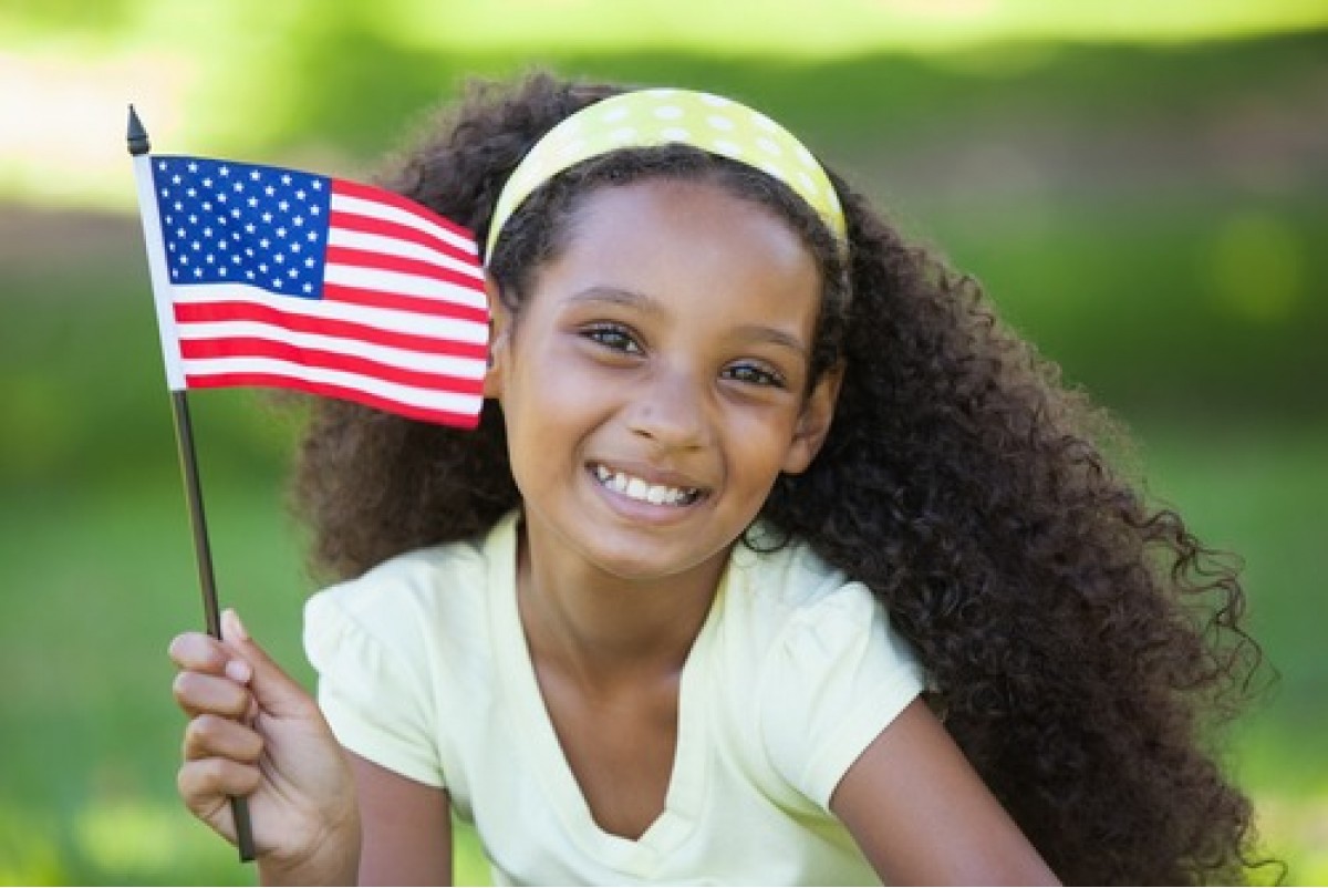 Young Girl with Flag