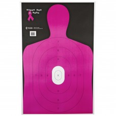 Action Target B-27E Shoot For The Cure Breast Cancer Target, Pink Silhouette Cut Off Below Ring 7, 23