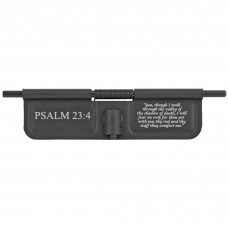Bastion Psalm 23:4, AR-15 Ejection Port Dust Cover, Black/White Finish, Psalm 23:4 Laser Engraved On Open Side Only, Fits Standard 223/556/6.8/6.5 BASEPDC-BW-PSM234