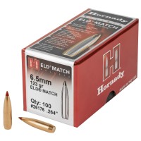 Hornady ELD Match Bullets 6.5mm .264" Diameter 123 Grain  Polymer Tip Boat Tail box of 100