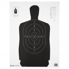 Action Target B-34 Qualification Target, 25 Yard Reduction Of B-27 Police Silhouette, Black, 17.5