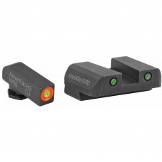 AmeriGlo Spartan Tactical Operator, Sight, Front/Rear, For Glock 42 and 43, Green Tritium Orange Round Outline Front, Green Tritium Black Outline Rear GL-450