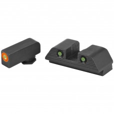 AmeriGlo Trooper, Sight, Fits Glock Gen5 17,19, Green Tritium with Orange Outline Front, Green Tritium Black Serrated Rear GL-818