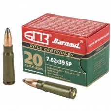 Barnaul Ammunition 7.62X39, 125Gr, Soft Point, Steel Laquered Case, 20 Round Box BRN762x39SP125