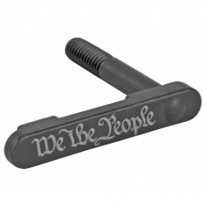 Bastion We The People, AR-15 Magazine Release Catch, Black And White Finish, With We The People Laser Engraved on Catch BASAR15RC-BW-PEPLTX