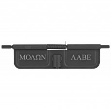 Bastion Molon Labe Helmet, AR-15 Ejection Port Dust Cover, Black/White Finish, Molon Labe Helmet Laser Engraved On Open Side Only, Fits Standard 223/556/6.5/6.8 BASEPDC-BW-MOLTXT