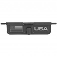 Bastion American Flag, AR-15 Ejection Port Dust Cover, Black/White Finish, American Flag Laser Engraved On Open Side Only, Fits Standard 223/556/6.8/6.5 BASEPDC-BW-USAFLG