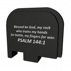 Bastion Slide Back Plate, Psalm 144:1, Black and White, Fits Glock 43 BASGL-043-BW-PSM144