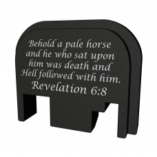 Bastion Slide Back Plate, Revelation 6:8, Black and White, Fits All Glock Except 42 & 43 BASGL-SLD-BW-REVL68