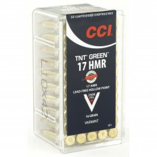 CCI TNTGreen, 17 HMR, 16 Grain, Hollow Point, Lead Free, 50 Round Box, California Certified Nonlead Ammunition 951