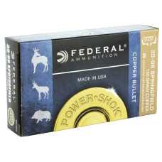 Federal PowerShok, 30-06, 150 Grain, Copper, Lead Free, 20 Round Box, California Certified Nonlead Ammunition 3006150LFA