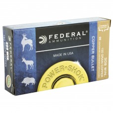 Federal PowerShok, 308 Win, 150 Grain, Copper, Lead Free, 20 Round Box, California Certified Nonlead Ammunition 308150LFA