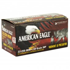 Federal American Eagle Varmint & Predator, 22-250, 50 Grain, Jacketed Hollow Point, 50 Round Box AE2225050VP