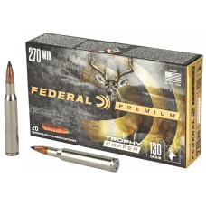 Federal Premium, 270WIN, 130 Grain, Trophy Copper, Lead Free, 20 Round Box, California Certified Nonlead Ammunition P270TC1