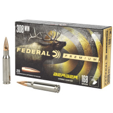 Federal Premium, Berger Hybrid Hunter, 308 Win, 168 Grain, 20 Round Box P308BCH1