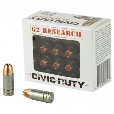 G2 Research Civic Duty, 9MM, 100 Grain, Lead Free Copper, 20 Round Box, California Certified Nonlead Ammunition 06025