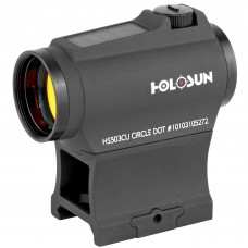 Holosun Technologies Micro Red Dot, 2MOA Dot Only or a 2MOA Dot with 65MOA Circle, Solar With Internal Battery, Includes Low and Lower 1/3 Co-Witness Mount, Housing Shrouds for Windage and Elevation Turrets, Fits 1913 Picatinny Rail, Black Finish HS503CU
