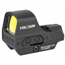 Holosun Technologies Open Reflex, 2MOA Dot or 2MOA Dot with 65MOA Circle, Solar with Internal Battery, Quick Release Mount, AR Riser, Protective Hood, Black Finish HS510C