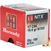 Hornady NTX Bullets 17 Caliber .172" Diameter 15.5 Grain Polymer Tip Boat Tail box of 100