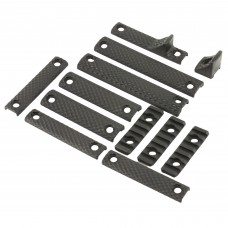 Knights Armament Company URX 3/3.1 12 Piece Rail Panel Kit, Black Finish, 1 1-Hole Handstop, 3 2-Hole Panels, 2 2-Hole Panels, 2 3-Hole Panels, 1 2-Hole handstop, 3 2-Hole Picatinny Rail Sections, 10 Screws, 5 Backing Nuts 30409-B