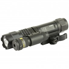 Leapers, Inc. - UTG Accushot, Flashlight, Fits Picatinny, LED Weapon Flashlight with Adjustable Red Laser, 400 Lumen, with Quick Detach Mount, Black Finish LT-ELP38Q-A