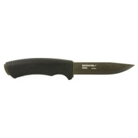 Morakniv Bushcraft Survival Knife, Carbon Steel Blade, Black Rubber Handle, Black Sheath and Firestarter, 4.3