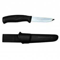 Morakniv Companion Fixed Blade Knife, Stainless Steel Blade, Black Rubber Handle, Black Sheath, 4.1