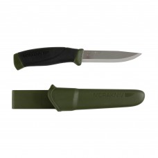 Morakniv Companion Fixed Blade Knife, Stainless Steel Blade, Military Green and Black Rubber Handle, Military Green Sheath, 4.1