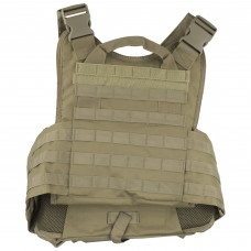 NCSTAR Plate Carrier Vest, Nylon, Tan, Size Medium-2XL, Fully Adjustable, PALS/ MOLLE Webbing, Compatible with 10