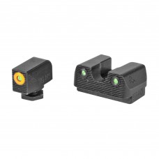 Rival Arms Tritium 3 Dot Front/Rear Green Night Sight For Glock 42/43, Orange Front Sight Ring, Black Nitride Quench-Polish-Quench (QPQ) Finish RA2A231G