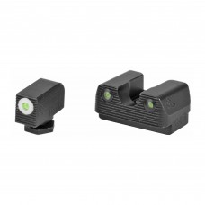 Rival Arms Tritium 3 Dot Front/Rear Green Night Sight For Glock 42/43, White Front Sight Ring, Black Nitride Quench-Polish-Quench (QPQ) Finish RA2B231G