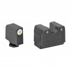 Rival Arms Tritium 3 Dot Front/Rear Green Night Sight For Glock MOS 17/19, White Front Sight Ring, Black Nitride Quench-Polish-Quench (QPQ) Finish RA3B231G