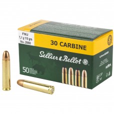 Sellier & Bellot Rifle, 30 Carbine, 110 Grain, Full Metal Jacket, 50 Round Box SB30A