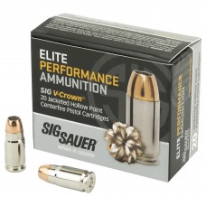 Sig Sauer Elite Performance V-Crown Ammunition, 357 Sig, 125 Grain, Jacketed Hollow Point, 20 Round Box E357S1-20