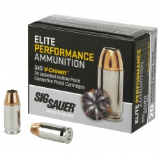 Sig Sauer Elite Performance V-Crown Ammunition, 380ACP, 90 Grain, Jacketed Hollow Point, 20 Round Box E380A1-20
