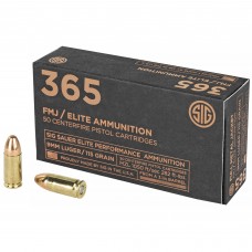 Sig Sauer Elite Performance Ball Ammunition, 9MM, 115 Grain, Full Metal Jacket, Designed For Short Barrel Pistols, Reduces Felt Recoil, 50 Round Box E9MMB1-365-50