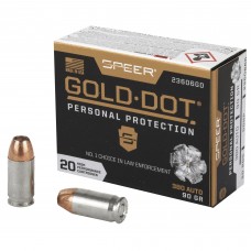 Speer Ammunition Speer Gold Dot, Personal Protection, 380ACP, 90 Grain, Hollow Point, 20 Round Box 23606GD