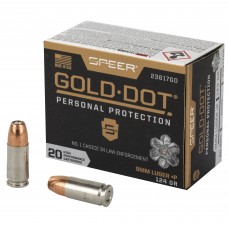 Speer Ammunition Speer Gold Dot, Personal Protection, 9MM, 124 Grain, Hollow Point, +P, 20 Round Box 23617GD