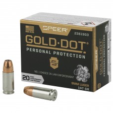 Speer Ammunition Speer Gold Dot, Personal Protection, 9MM, 147 Grain, Hollow Point, 20 Round Box 23619GD
