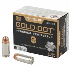 Speer Ammunition Speer Gold Dot, Personal Protection, 40S&W, 165 Grain, Hollow Point, 20 Round Box 23970GD