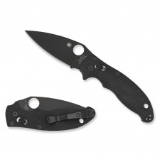 Spyderco Manix 2 Folding Knife, Plain Edge, Black Blade, Black CPM-S30V Handle, Black Finish C101GPBBK2