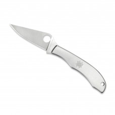 Spyderco HoneyBee Folding Knife, Plain Edge, Stainless Steel, Silver Finish C137P
