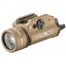 Streamlight TLR-1 HL, High Lumen Rail Mounted Tactical Light, Pistol and Picatinny, Flat Dark Earth, C4 LED 1000 Lumens With Strobe, 2x CR123 Batteries 69266