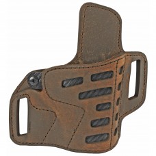 Versacarry Compound Series Belt Holster, Fits Most Single Stack and Sub-Compact Semi-Automatic Pistols, Distressed Brown Color, Water Buffalo Leather and Kydex, Right Hand C2213-1