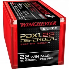 Winchester Ammunition Defender, Supreme Elite, 22WMR, 40 Grain, PDX1, Jacketed Hollow Point, 50 Round Box S22MPDX1