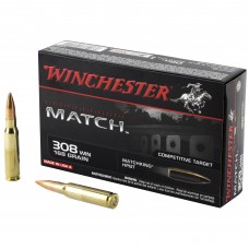 Winchester Ammunition Match, 308WIN, 168 Grain, Boat Tail Hollow Point, 20 Round Box S308M