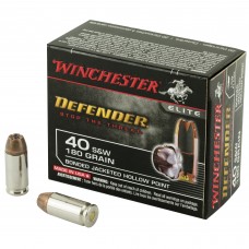 Winchester Ammunition Defender, Supreme Elite, 40S&W, 180 Grain, Jacketed Hollow Point, PDX1, 20 Round Box S40SWPDB1