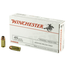 Winchester Ammunition USA, 45ACP, 230 Grain, Jacketed Hollow Point, 50 Round Box USA45JHP