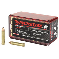 Winchester Ammunition Varmint LF, 22 WMR, 25 Grain, Polymer Tip NTX, Lead Free, 50 Round Box, California Certified Nonlead Ammunition X22MHLF