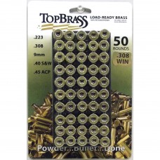 Top Brass .308 Winchester Brass Unprimed 50 Pieces with Plastic Tray